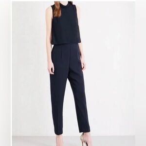 REISS Flavia Tiered Sleeveless Navy Jumpsuit